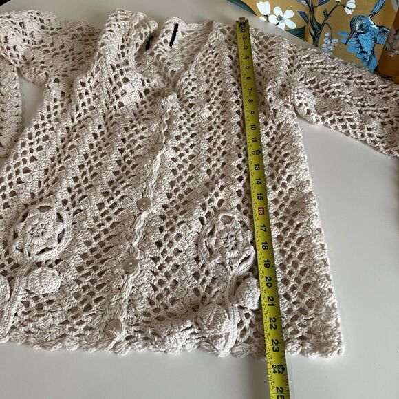 Granny Knit Crochet Floral Open Cardigan Sweater Womens Size Med/ Large - Picture 7 of 7